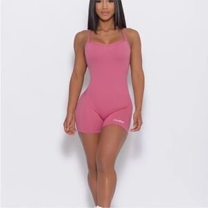 Bombshell Sportswear Blush Pink Sculpted Bodysuit Shorts XS